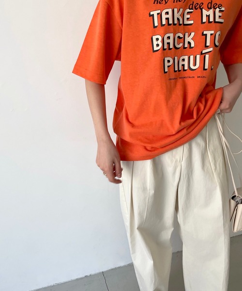 CANAL JEAN（キャナルジーン）の「via j(ヴィアジェイ) "PIAUI"半袖Tシャツ（Tシャツ/カットソー・レディース・ホワイト/チャコールグレー/オレンジ・ONE SIZE）」の12枚目の写真