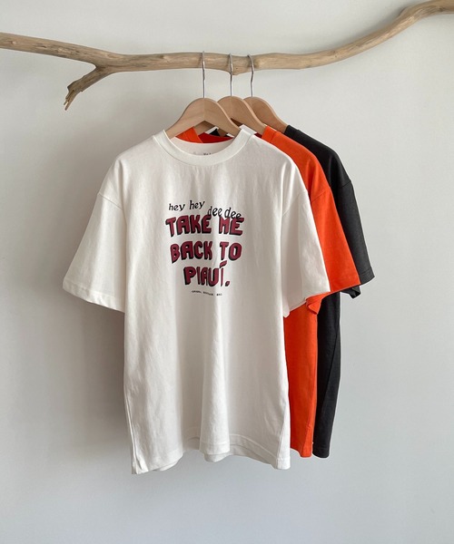 CANAL JEAN（キャナルジーン）の「via j(ヴィアジェイ) "PIAUI"半袖Tシャツ（Tシャツ/カットソー・レディース・ホワイト/チャコールグレー/オレンジ・ONE SIZE）」の13枚目の写真