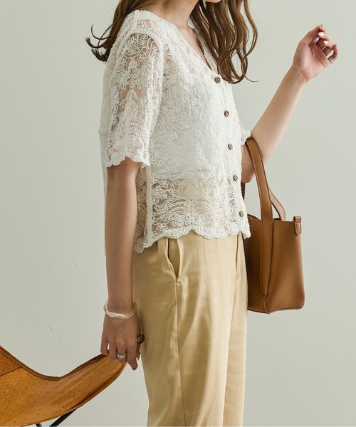 Ambre Neige（アンブルネージュ）の「シースルー刺繍ブラウス／【WEB/EC限定商品】（シャツ/ブラウス・レディース・ホワイト/ベージュ・FREE）」の12枚目の写真