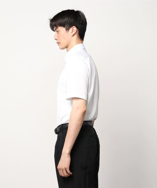 Perfect Suit FActory（パーフェクトスーツファクトリー）の「【バイオセンサー/完全ノーアイロン】半袖アイシャツ　ホワイト/サックス/グレー　WEB限定（ビジネスシャツ・メンズ・ホワイト/ライトグレー/サックスブルー・S/M/LL/3L/L）」の5枚目の写真