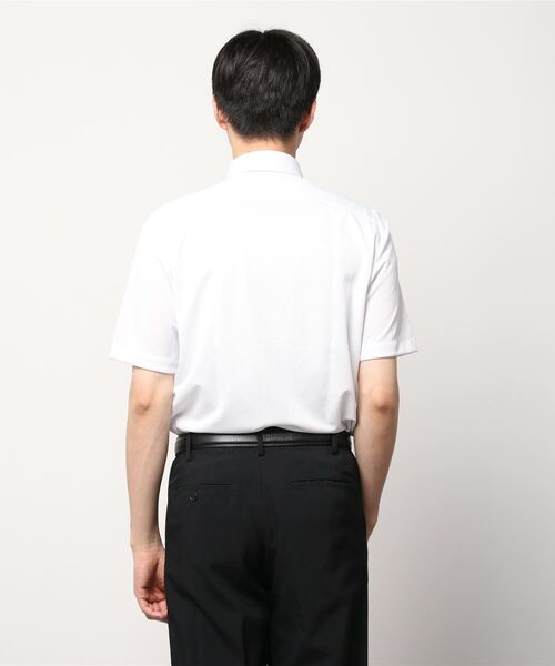Perfect Suit FActory（パーフェクトスーツファクトリー）の「【バイオセンサー/完全ノーアイロン】半袖アイシャツ　ホワイト/サックス/グレー　WEB限定（ビジネスシャツ・メンズ・ホワイト/ライトグレー/サックスブルー・S/M/LL/3L/L）」の4枚目の写真