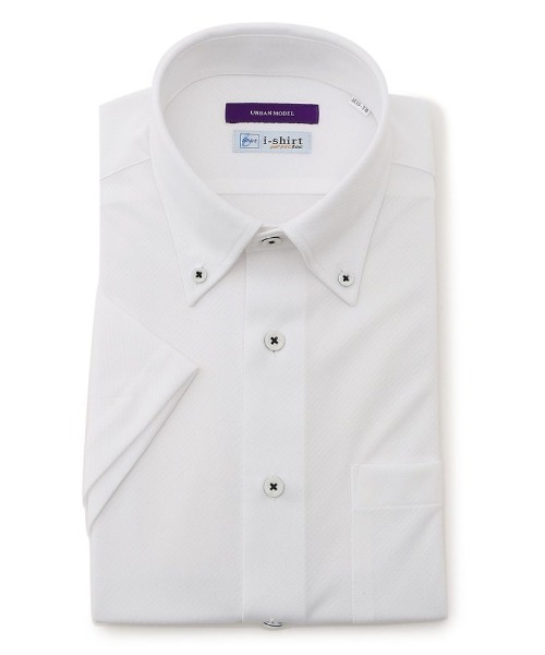 Perfect Suit FActory（パーフェクトスーツファクトリー）の「【バイオセンサー/完全ノーアイロン】半袖アイシャツ　ホワイト/サックス/グレー　WEB限定（ビジネスシャツ・メンズ・ホワイト/ライトグレー/サックスブルー・S/M/LL/3L/L）」の2枚目の写真