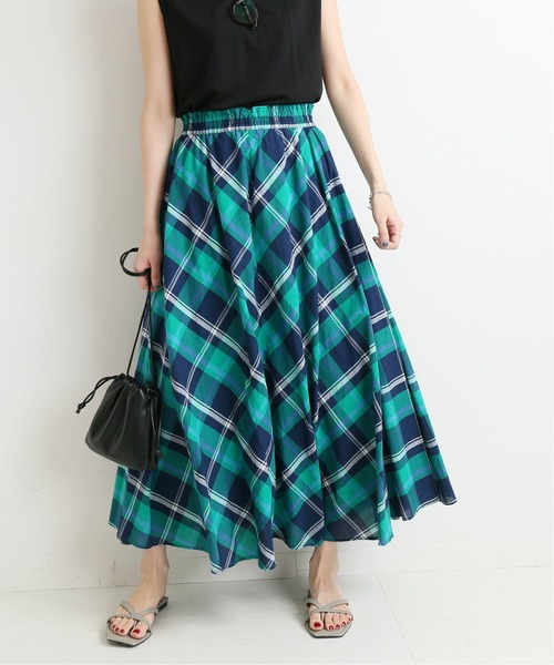 IENA（イエナ）の「チェックギャザースカート◆（スカート・レディース・グリーン/パープル/ピンク・FREE）」の2枚目の写真