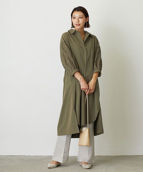 NICOLE white（ニコルホワイト）の「袖カットワークレースワンピース（ワンピース・レディース・ブラック/オフホワイト/カーキ・FREE）」の3枚目の写真