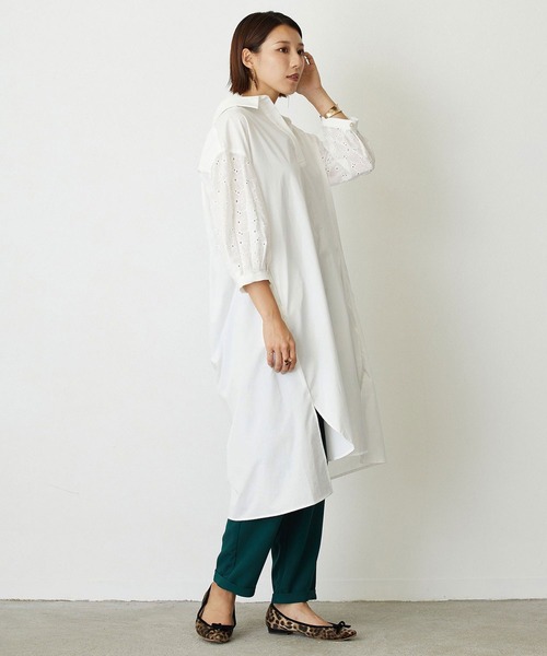 NICOLE white（ニコルホワイト）の「袖カットワークレースワンピース（ワンピース・レディース・ブラック/オフホワイト/カーキ・FREE）」の18枚目の写真