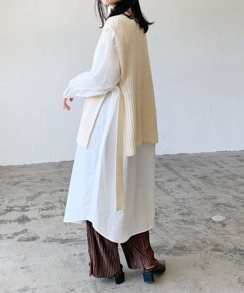 LIAN（リアン）の「ニットベスト×シャツワンピースセット（シャツワンピース・レディース・オフホワイト/ブラック/ブラウン・FREE）」の18枚目の写真