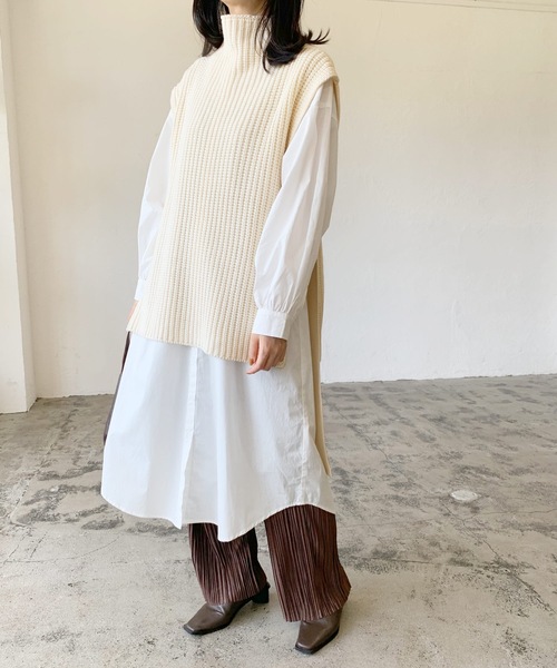 LIAN（リアン）の「ニットベスト×シャツワンピースセット（シャツワンピース・レディース・オフホワイト/ブラック/ブラウン・FREE）」の21枚目の写真