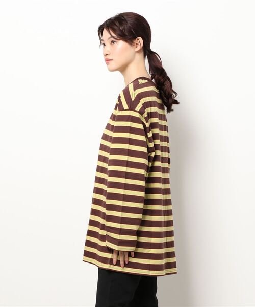 SPINNS（スピンズ）の「【ゆるシルエット】マルチボーダーロングスリーブTシャツ（Tシャツ/カットソー・レディース・グレー/ブラウン/ライトブルー・ONESIZE）」の14枚目の写真