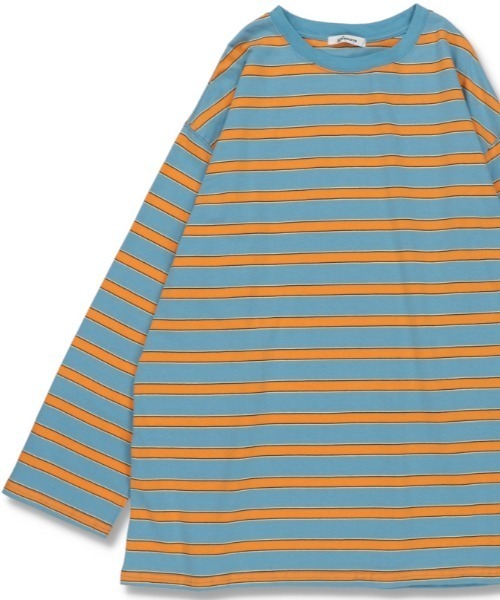 SPINNS（スピンズ）の「【ゆるシルエット】マルチボーダーロングスリーブTシャツ（Tシャツ/カットソー・レディース・グレー/ブラウン/ライトブルー・ONESIZE）」の3枚目の写真