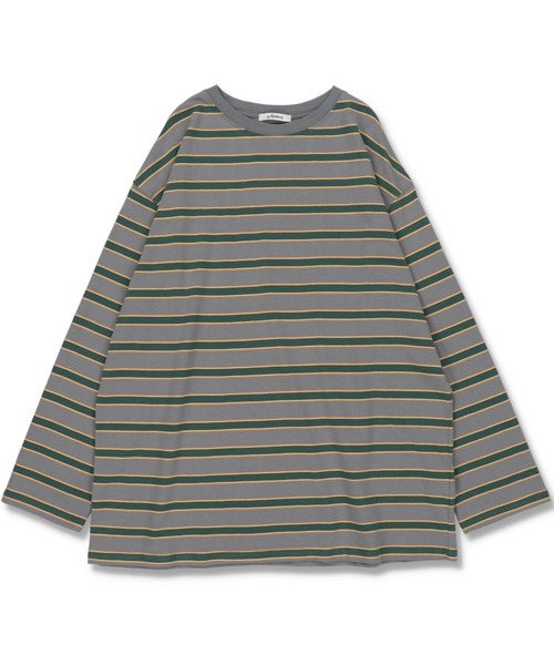 SPINNS（スピンズ）の「【ゆるシルエット】マルチボーダーロングスリーブTシャツ（Tシャツ/カットソー・レディース・グレー/ブラウン/ライトブルー・ONESIZE）」の8枚目の写真