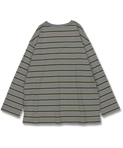 SPINNS（スピンズ）の「【ゆるシルエット】マルチボーダーロングスリーブTシャツ（Tシャツ/カットソー・レディース・グレー/ブラウン/ライトブルー・ONESIZE）」の9枚目の写真