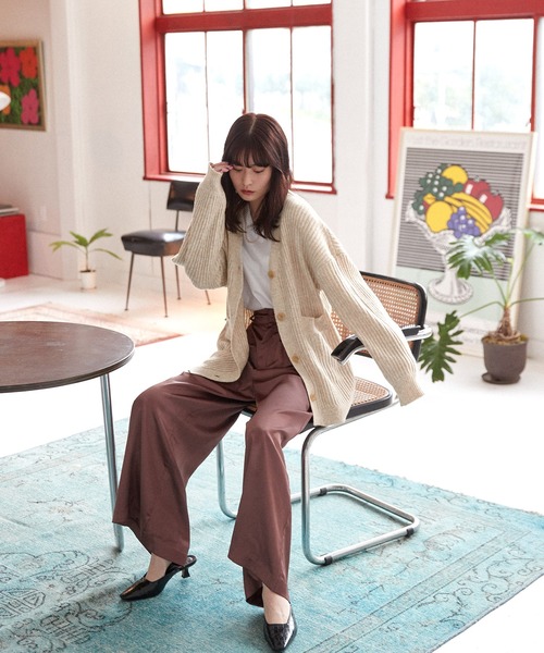 Keeepy(キーピー)の「【Keeepy】oversized rib knit cardigan(カーディガン/ボレロ・レディース・ピンク/アイボリー/ミント・FREE)」の12枚目の写真