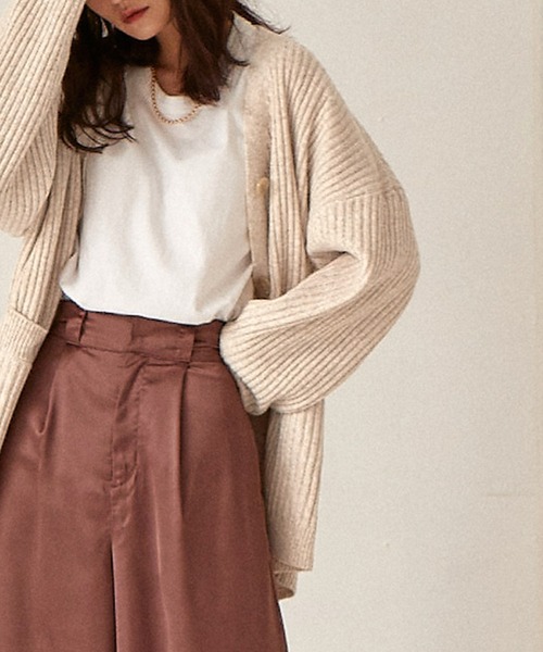 Keeepy(キーピー)の「【Keeepy】oversized rib knit cardigan(カーディガン/ボレロ・レディース・ピンク/アイボリー/ミント・FREE)」の17枚目の写真