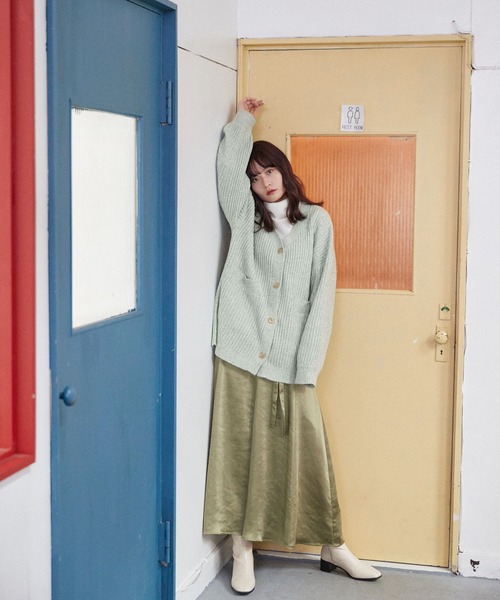 Keeepy(キーピー)の「【Keeepy】oversized rib knit cardigan(カーディガン/ボレロ・レディース・ピンク/アイボリー/ミント・FREE)」の5枚目の写真