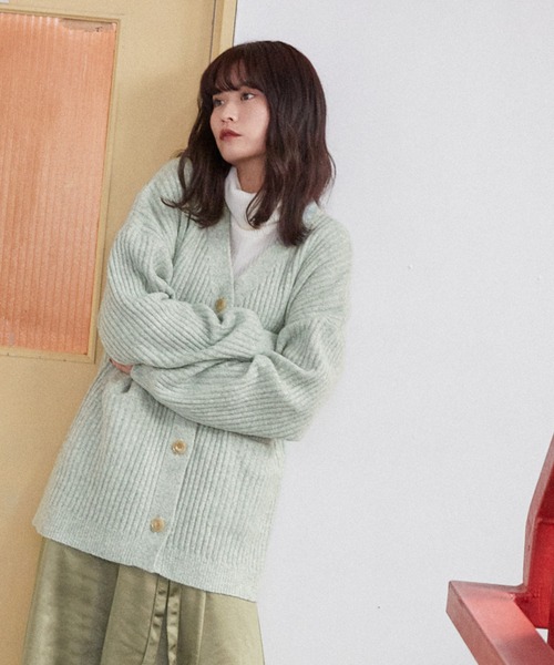 Keeepy(キーピー)の「【Keeepy】oversized rib knit cardigan(カーディガン/ボレロ・レディース・ピンク/アイボリー/ミント・FREE)」の6枚目の写真
