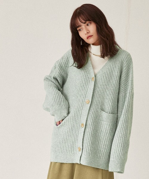 Keeepy(キーピー)の「【Keeepy】oversized rib knit cardigan(カーディガン/ボレロ・レディース・ピンク/アイボリー/ミント・FREE)」の9枚目の写真