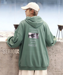 【neos -addictive design-】ビッグシルエット バックフォトプリント ロゴ プルオーバー パーカー