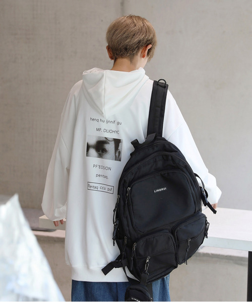 neos（ネオス）の「【neos -addictive design-】ビッグシルエット バックフォトプリント ロゴ プルオーバー パーカー（パーカー・メンズ・ホワイト/ブラック/ブルー/グリーン・MEDIUM/LARGE/X-LARGE）」の6枚目の写真