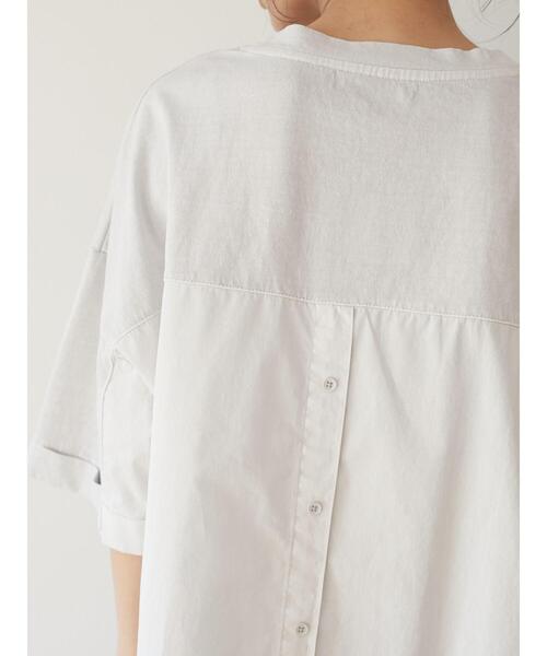 Green　Parks（グリーンパークス）の「ピグメント布帛ドッキング5分袖チュニック＊（Tシャツ/カットソー・レディース・チャコールグレー/ライトグレー/カーキ・FREE）」の12枚目の写真