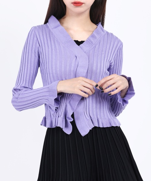 WC（ダブル シー）の「フリルニットカーディガン（カーディガン/ボレロ・レディース・ベージュ/グリーン/パープル/ブラック・FREE）」の4枚目の写真