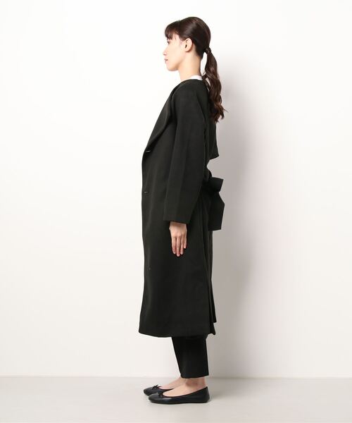 coca(coca)(コカ)の「極上ウールタッチノーカラーコート(ノーカラーコート・レディース・ベージュ/ブラック・M/L)」の5枚目の写真