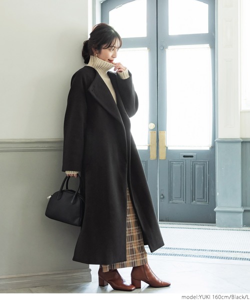 coca(coca)(コカ)の「極上ウールタッチノーカラーコート(ノーカラーコート・レディース・ベージュ/ブラック・M/L)」の17枚目の写真