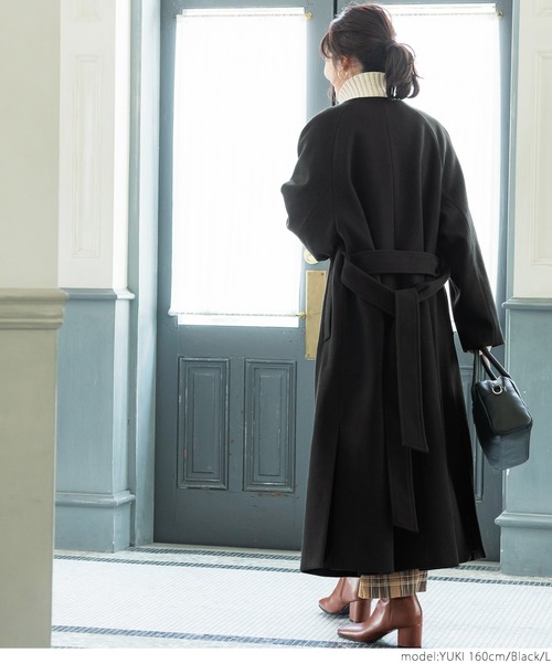 coca(coca)(コカ)の「極上ウールタッチノーカラーコート(ノーカラーコート・レディース・ベージュ/ブラック・M/L)」の13枚目の写真