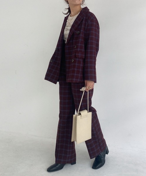 archives（アルシーヴ）の「【SETUPにも】チェックダブルジャケット（テーラードジャケット・レディース・ブラウン/ブルー/キャメル/ワインレッド・MEDIUM）」の16枚目の写真
