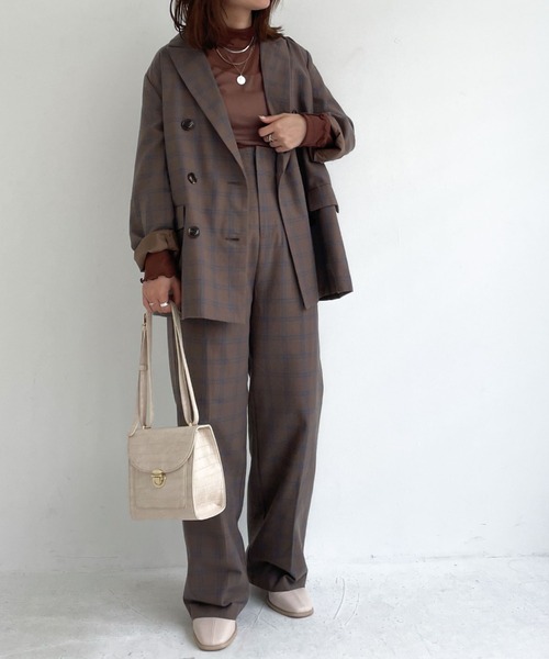 archives（アルシーヴ）の「【SETUPにも】チェックダブルジャケット（テーラードジャケット・レディース・ブラウン/ブルー/キャメル/ワインレッド・MEDIUM）」の10枚目の写真