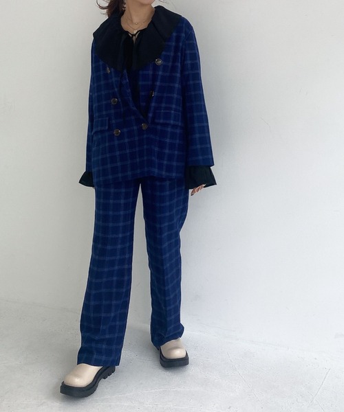 archives（アルシーヴ）の「【SETUPにも】チェックダブルジャケット（テーラードジャケット・レディース・ブラウン/ブルー/キャメル/ワインレッド・MEDIUM）」の19枚目の写真