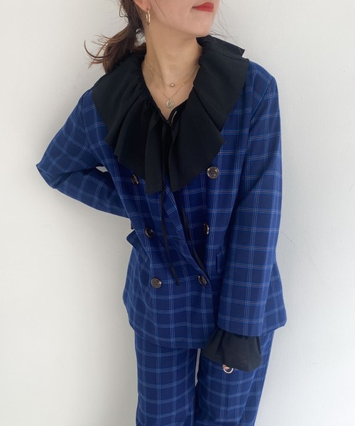 archives（アルシーヴ）の「【SETUPにも】チェックダブルジャケット（テーラードジャケット・レディース・ブラウン/ブルー/キャメル/ワインレッド・MEDIUM）」の22枚目の写真