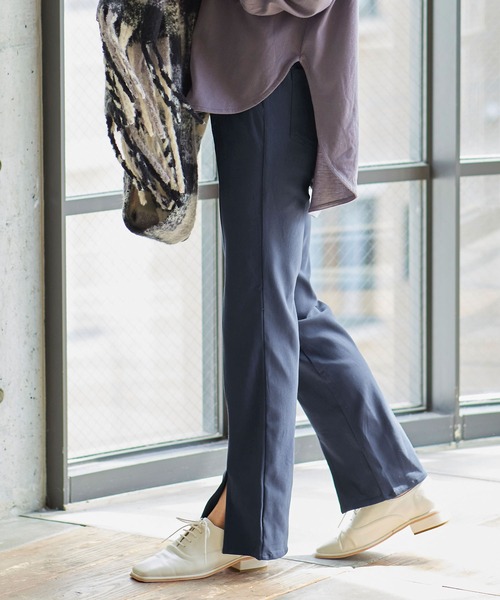 KOBE LETTUCE（コウベレタス）の「錯覚美脚スリットレギンスパンツ（その他パンツ・レディース・ネイビー/モカ/ブラック/ベージュ/ブルー系その他/カーキ/グレー/ホワイト系/ブルー・S/M/MEDIUM/TALL/L/AS）」の9枚目の写真