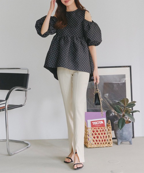 KOBE LETTUCE（コウベレタス）の「錯覚美脚スリットレギンスパンツ（その他パンツ・レディース・ネイビー/モカ/ブラック/ベージュ/ブルー系その他/カーキ/グレー/ホワイト系/ブルー・S/M/MEDIUM/TALL/L/AS）」の10枚目の写真