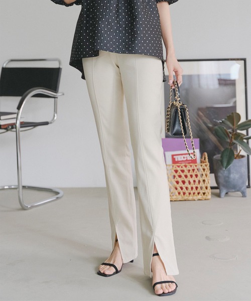 KOBE LETTUCE（コウベレタス）の「錯覚美脚スリットレギンスパンツ（その他パンツ・レディース・ネイビー/モカ/ブラック/ベージュ/ブルー系その他/カーキ/グレー/ホワイト系/ブルー・S/M/MEDIUM/TALL/L/AS）」の11枚目の写真