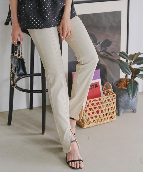 KOBE LETTUCE（コウベレタス）の「錯覚美脚スリットレギンスパンツ（その他パンツ・レディース・ネイビー/モカ/ブラック/ベージュ/ブルー系その他/カーキ/グレー/ホワイト系/ブルー・S/M/MEDIUM/TALL/L/AS）」の12枚目の写真