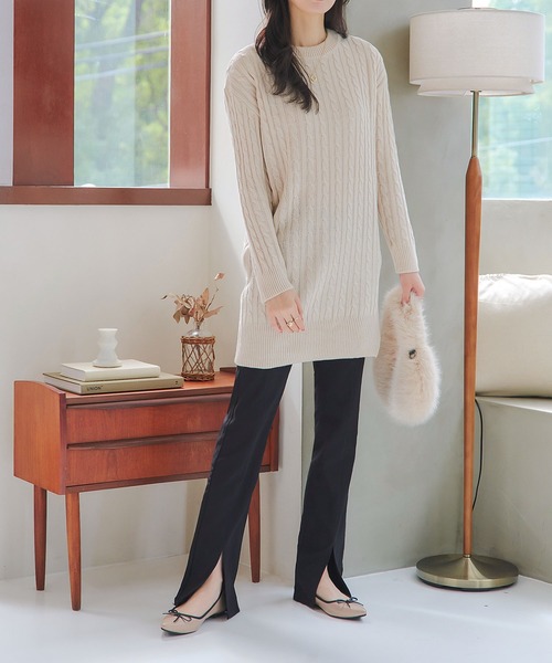 KOBE LETTUCE（コウベレタス）の「錯覚美脚スリットレギンスパンツ（その他パンツ・レディース・ネイビー/モカ/ブラック/ベージュ/ブルー系その他/カーキ/グレー/ホワイト系/ブルー・S/M/MEDIUM/TALL/L/AS）」の14枚目の写真