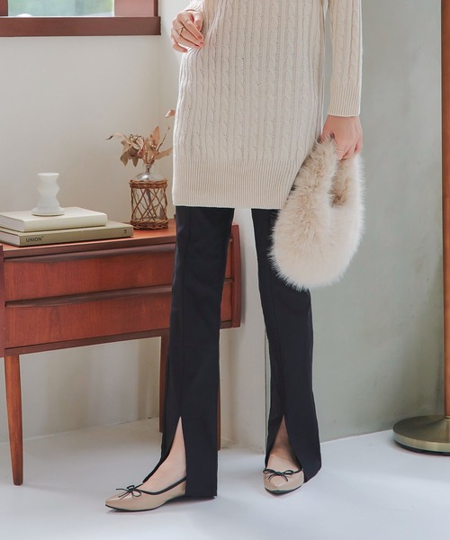 KOBE LETTUCE（コウベレタス）の「錯覚美脚スリットレギンスパンツ（その他パンツ・レディース・ネイビー/モカ/ブラック/ベージュ/ブルー系その他/カーキ/グレー/ホワイト系/ブルー・S/M/MEDIUM/TALL/L/AS）」の15枚目の写真