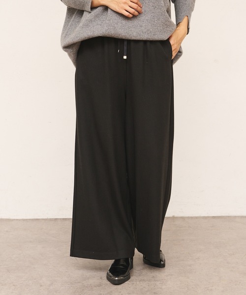 BONbazaar（ボンバザール）の「《色違い必須アイテム》リラックスウォームイージーワイドパンツ（その他パンツ・レディース・ブラック/ライトグレー/ダークブラウン/オフホワイト・FREE）」の2枚目の写真