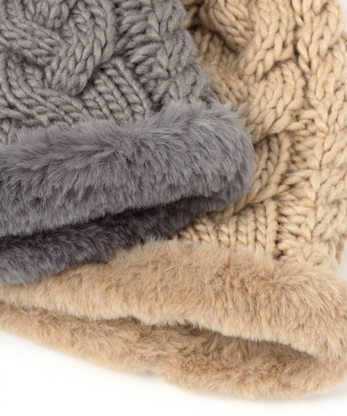 studio CLIP（スタディオクリップ）の「フェイクファー付きリバーシブルニットワッチ（ニットキャップ/ビーニー・レディース・ベージュ/グレー/ライトグレー/アイボリー・FREE）」の6枚目の写真