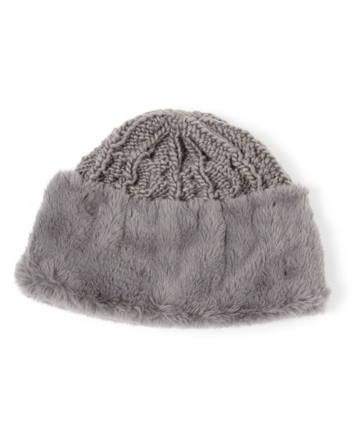 studio CLIP（スタディオクリップ）の「フェイクファー付きリバーシブルニットワッチ（ニットキャップ/ビーニー・レディース・ベージュ/グレー/ライトグレー/アイボリー・FREE）」の17枚目の写真