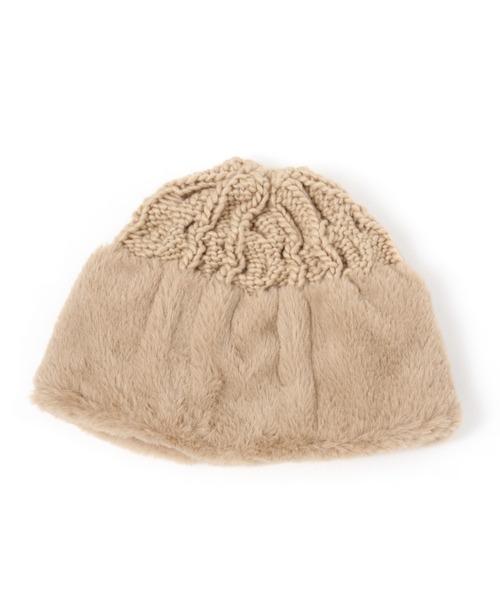 studio CLIP（スタディオクリップ）の「フェイクファー付きリバーシブルニットワッチ（ニットキャップ/ビーニー・レディース・ベージュ/グレー/ライトグレー/アイボリー・FREE）」の7枚目の写真