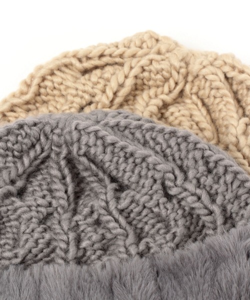 studio CLIP（スタディオクリップ）の「フェイクファー付きリバーシブルニットワッチ（ニットキャップ/ビーニー・レディース・ベージュ/グレー/ライトグレー/アイボリー・FREE）」の18枚目の写真
