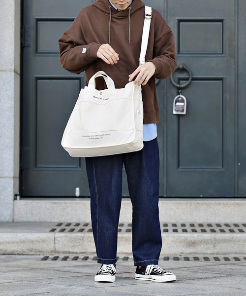 Beauty&Habit（ビューティアンドハビット）の「【Beauty&Habit】キャンバスショルダートートバッグ/2WAY Shoulder Tote Bag A4サイズ（トートバッグ・メンズ・ナチュラル・FREE）」の9枚目の写真