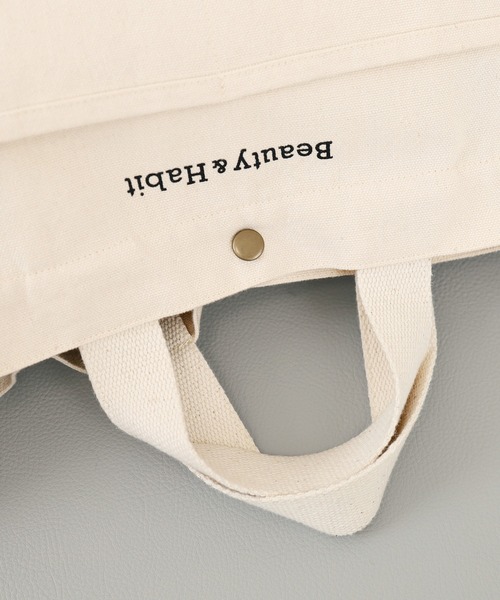 Beauty&Habit（ビューティアンドハビット）の「【Beauty&Habit】キャンバスショルダートートバッグ/2WAY Shoulder Tote Bag A4サイズ（トートバッグ・メンズ・ナチュラル・FREE）」の16枚目の写真