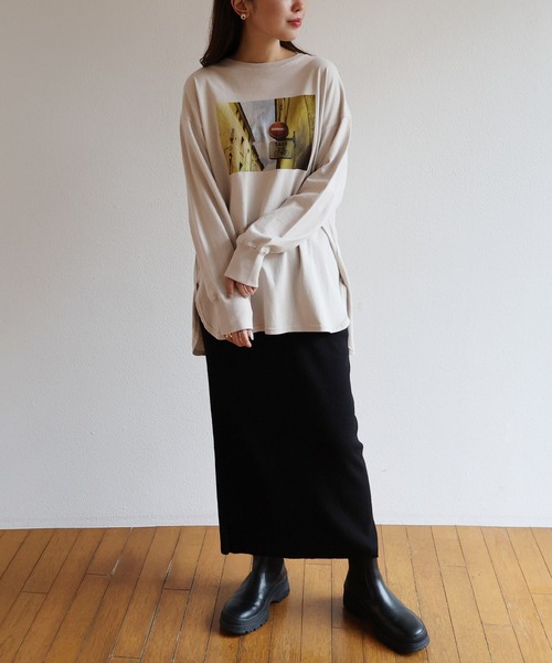 andme（アンドミー）の「コットン天竺長袖ラウンドヘムフォトプリントTシャツ（Tシャツ/カットソー・レディース・ホワイト系その他/グレー系その他/ベージュ系その他/ホワイト系その他2/グレー系その他2/ベージュ系その他2・M）」の22枚目の写真