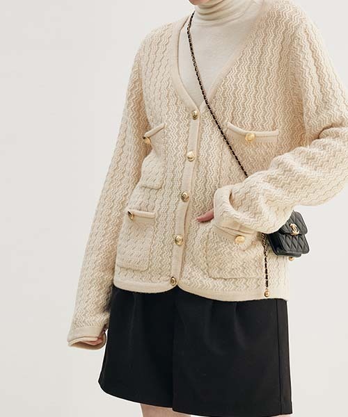 【Fano Studios】Ripple pattern knit cardigan FD21S044