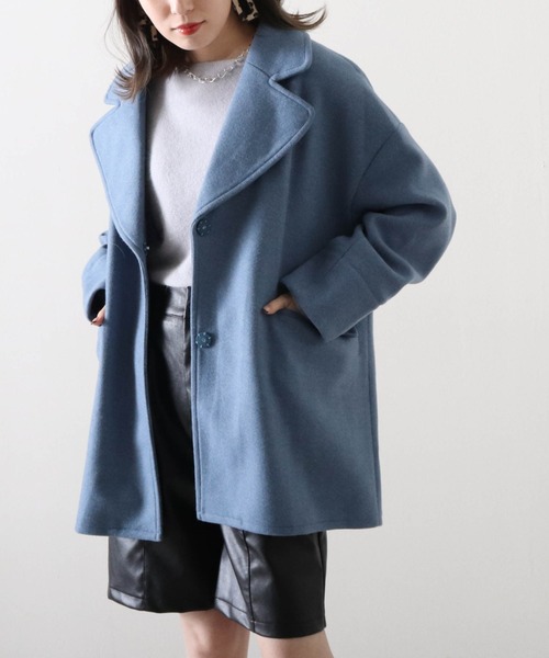 Cheek（チーク）の「ジャケットコート（チェスターコート・レディース・ブルー/アイボリー/キャメル・MEDIUM）」の3枚目の写真