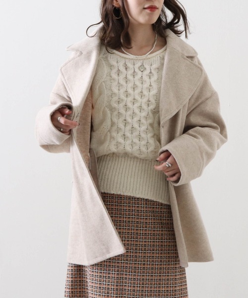 Cheek（チーク）の「ジャケットコート（チェスターコート・レディース・ブルー/アイボリー/キャメル・MEDIUM）」の2枚目の写真