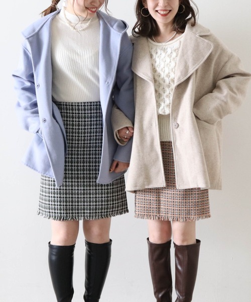 Cheek（チーク）の「ジャケットコート（チェスターコート・レディース・ブルー/アイボリー/キャメル・MEDIUM）」の4枚目の写真