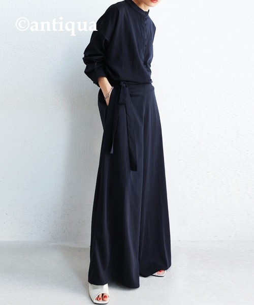 antiqua（アンティカ）の「一枚で差をつける。サテンオールインワン（つなぎ/オールインワン・レディース・ブラック/ネイビー/カーキ・FREE）」の14枚目の写真